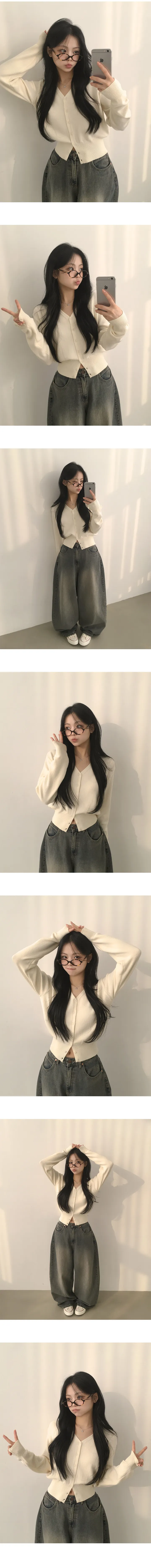 [허리잘록~/예쁨보장] 흐르는 여리핏, 소프트 브이넥 아방핏 긴팔 니트가디건 (7color) 상세 이미지 3
