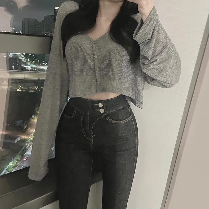 여리시스루단추트임크롭니트가디건 상세 이미지 22