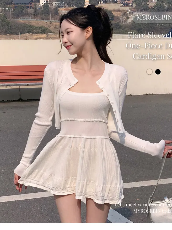 [여리무드🌹] 미닛 가디건 나시 원피스 세트 / 나시원피스 캉캉원피스 플레어 플리츠 미니원피스 니트 여름원피스 골지원피스 얇은 봄가디건 봄원피스 크롭가디건 골지가디건 볼레로 상세 이미지 10