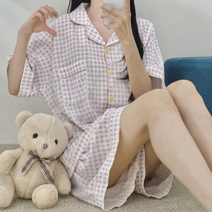 [99~120사이즈🧡미친편안함] 면 잠옷 빅사이즈 홈웨어 파자마 바지 여름 체크 숙면 선물 100 110 3xl 4xl 5xl 6xl 상의 통통녀 플러스 큰잠옷 커플 상하세트 상세 이미지 26
