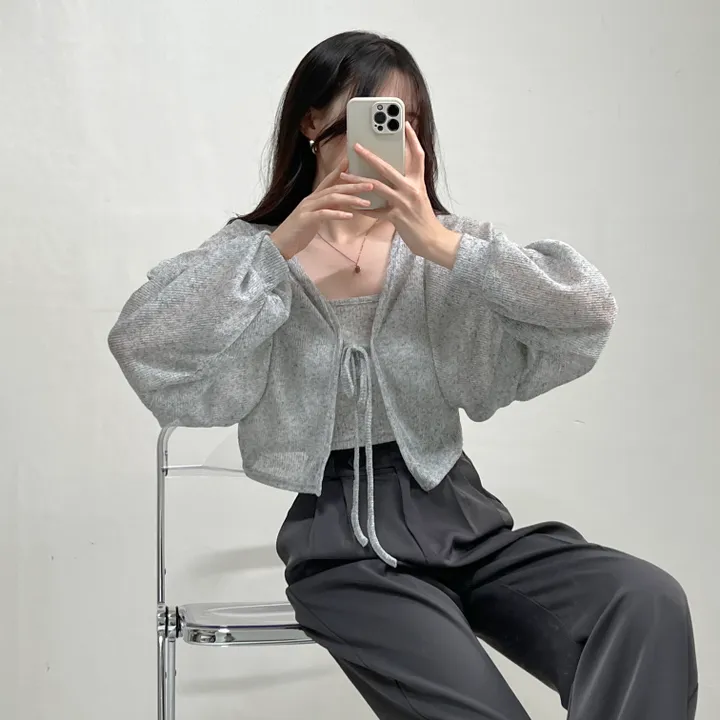 (3col) 루즈핏 볼레로 리본 긴팔 가디건 상세 이미지 20