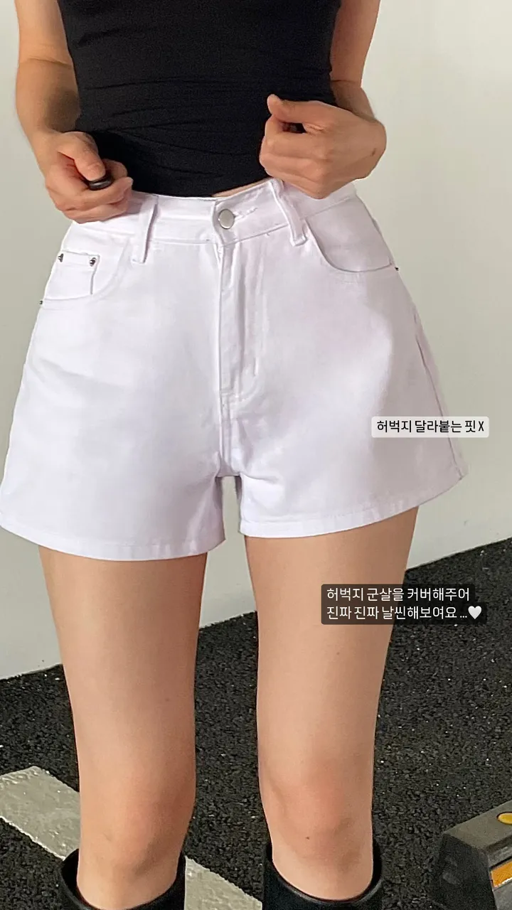 [반쪽허벅지] 면 데님 3부 숏팬츠&반바지(2color) 상세 이미지 4