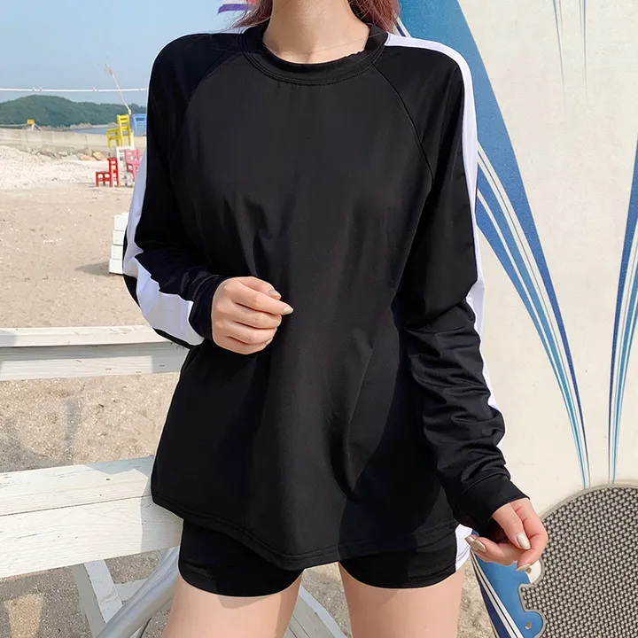 박시 배색 래쉬가드 비치웨어 ❤️리뷰1등 오버핏 체형보정 커버업 수영복 여름 물놀이 바캉스 워터밤 비키니 레쉬가드 바캉스룩 여름옷 오버핏래쉬가드 상세 이미지 9