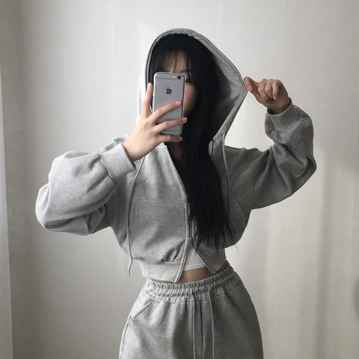 만족도100% 휘뚤마뚤 무지 투웨이 크롭후드집업 4color 상세 이미지 9