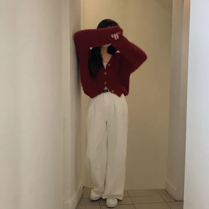 [🥀색감/부드러움 1등!]흐르는 여리핏, 솔잎 앙고라 브이넥 크롭 가디건 상세 이미지 17