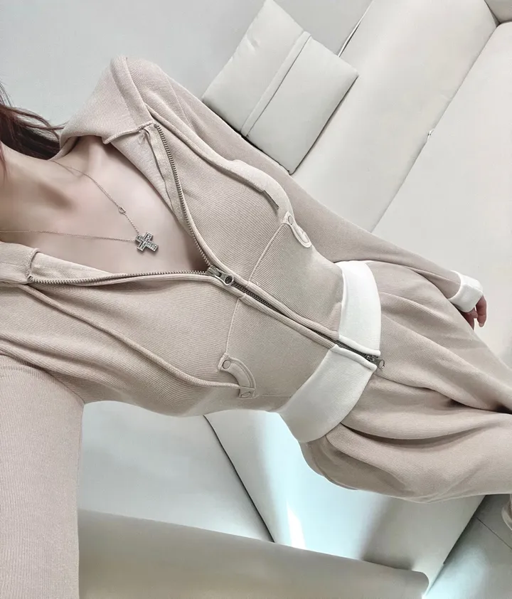 [허얇골넓핏] 허리소멸 배색 트레이닝 투피스 세트 (3color) 상세 이미지 5