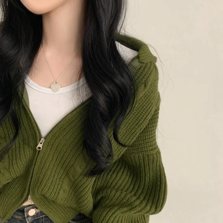 [가을꾸안꾸🍂!/아방핏] 투웨이 아방핏 가을무드 꽈배기 니트 크롭 집업 상세 이미지 8