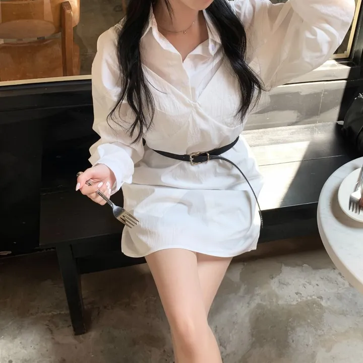 [set🖤/기장조절/데이트룩] 셔츠ops+뷔스티에ops 투피스 레이어드 세트set 상세 이미지 7