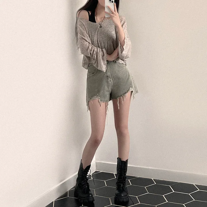 [데일리/꾸안꾸] 여름 필수템, 퓨어 워싱 데미지 데님 숏팬츠 상세 이미지 12