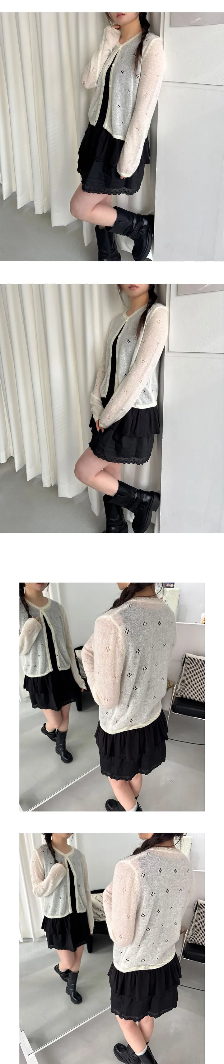 [2color여름까지 쭈욱~] 페페 펀칭 가디건 / 블루 핀터레스트 감성룩 / 화이트가디건 블루가디건 / 여름 여름가디건 봄가디건 봄 / 여리 봄아우터 상세 이미지 8
