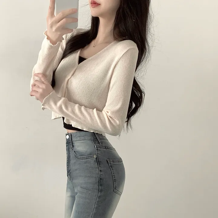 [봄신상/색감맛집] 물결 니트 브이넥 크롭 가디건 상세 이미지 20