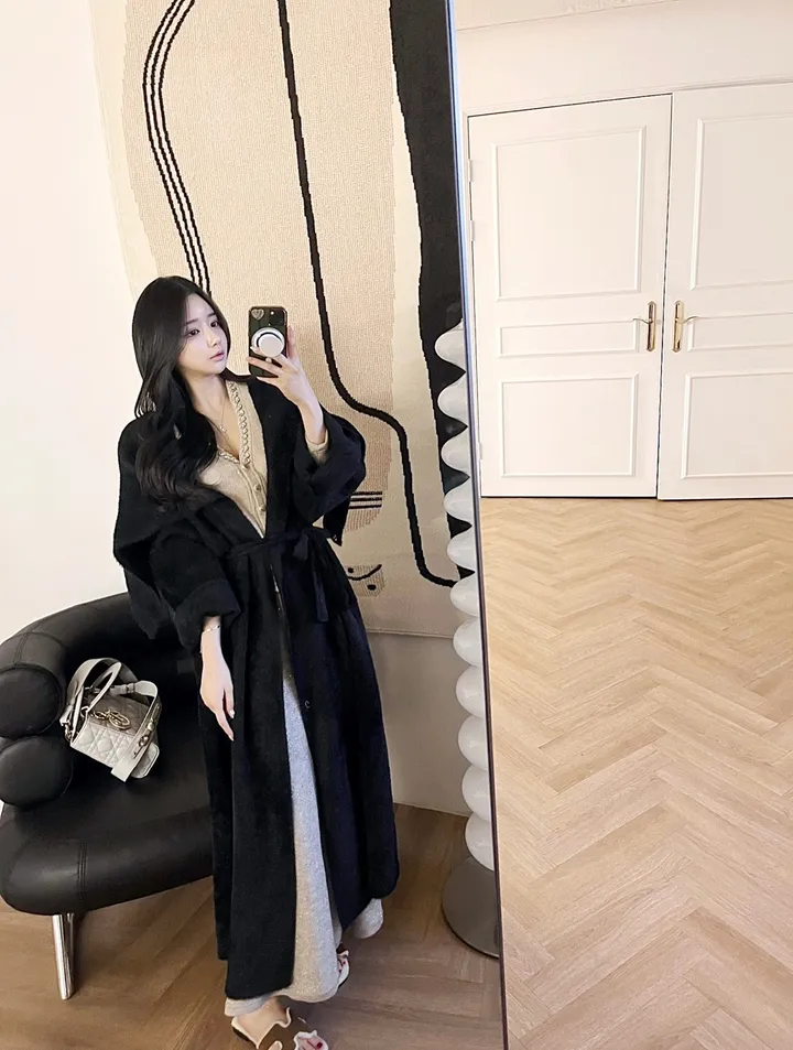 *무조건당일배송/강추* 까누아 빅숄카라 패치 밍크 롱 코트 가디건 [수입] 상세 이미지 15