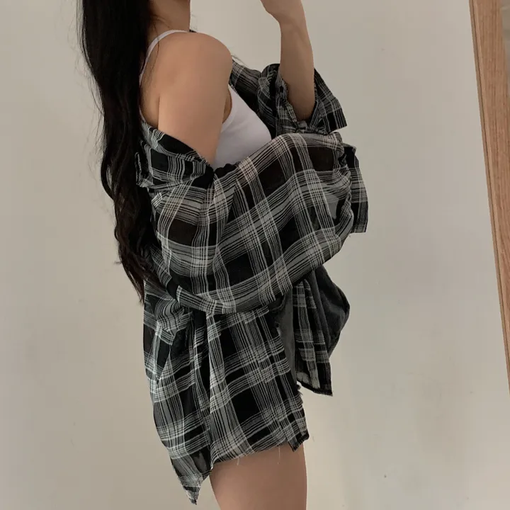[장마철&휴가철] 은은한 시스루 루즈핏 체크남방,셔츠;2col 상세 이미지 21