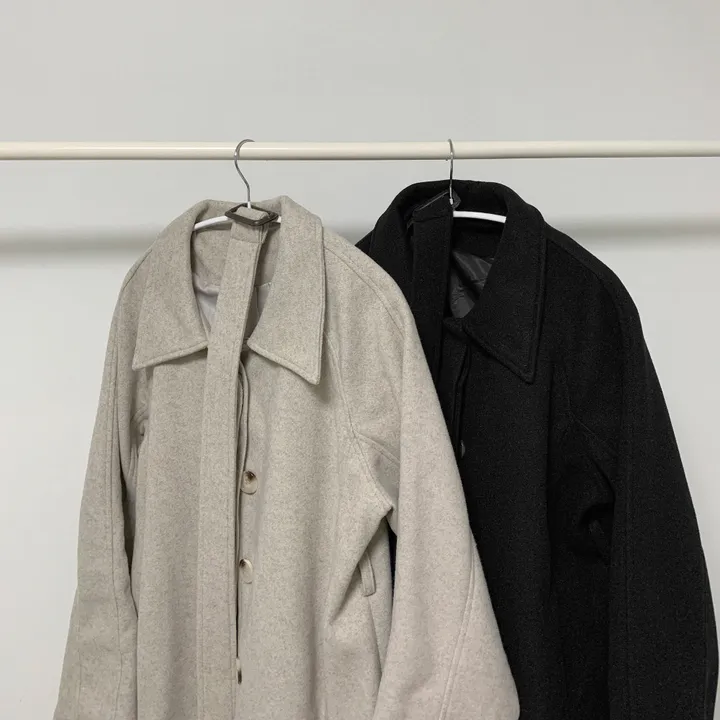 [wool30%/고퀄리티] 히든 버튼 오버핏 벨트세트 허리끈 발마칸 싱글 롱 코트 상세 이미지 16