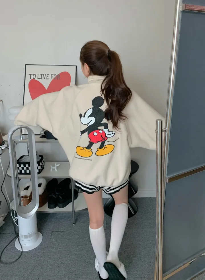 [🌠디즈니정품💭/남녀공용❤️/도링룩단독🤸] 미키 후리스 점퍼 미키마우스 캐릭터 뽀글이 집업 잠바 겨울 아우터 (3color) 상세 이미지 17