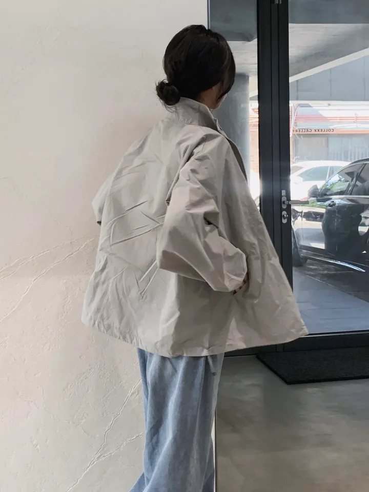[트렌치 바람막이🤍/아우터맛집!] 트렌치바람막이 야상 하이넥 바람막이 숏트렌치 간절기아우터 데일리룩 숏야상 봄 자켓 오버핏자켓 상세 이미지 45