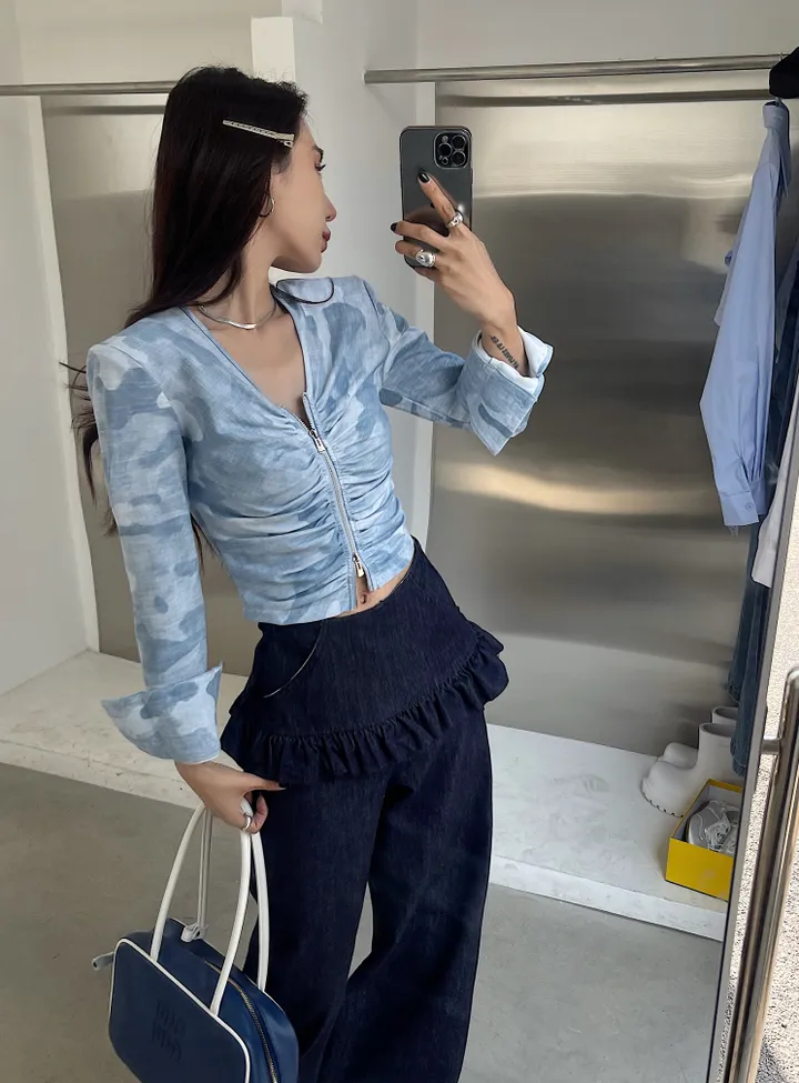 카모 셔링 크롭 집업(25050) 상세 이미지 2
