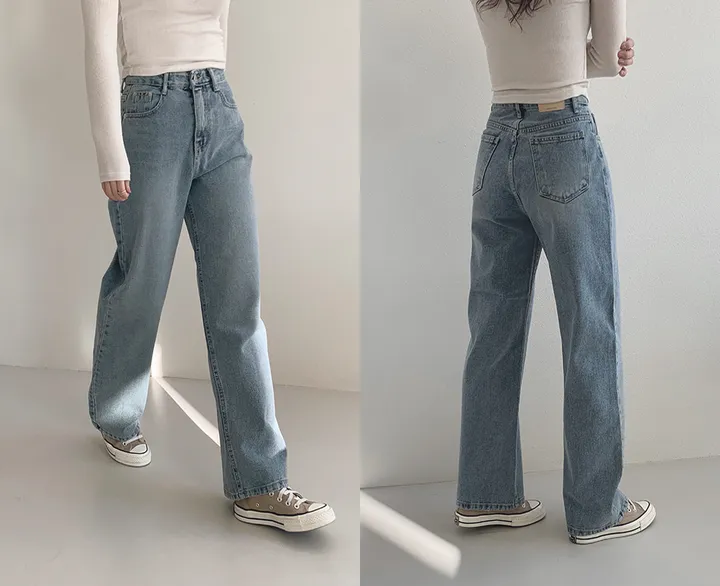 [후기인증핏👖] 투데이 와이드 중청데님팬츠 (+기본/롱ver) - 4 size (자체제작/슬로우앤드/와이드핏/스트레이트핏/데일리룩/워싱) 상세 이미지 3