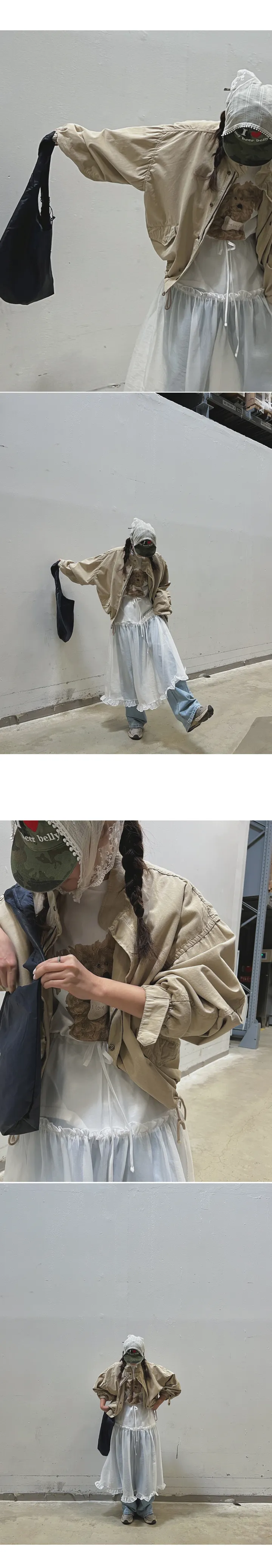 [4color]루즈핏 하이넥 스트링 야상 점퍼 상세 이미지 10