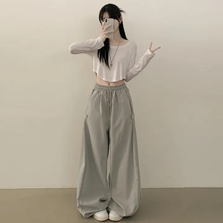 [남녀공용/스냅버튼🩶] 하체커버! 바스락 사이드핀턱 투웨이 조거 와이드 트레이닝 스트링 밴딩 폴딩 벌룬 롱팬츠 빅사이즈 상세 이미지 4