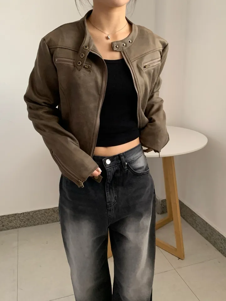 [빈티지힙🧸] 노카라 라이더 레더 가죽 자켓 상세 이미지 5