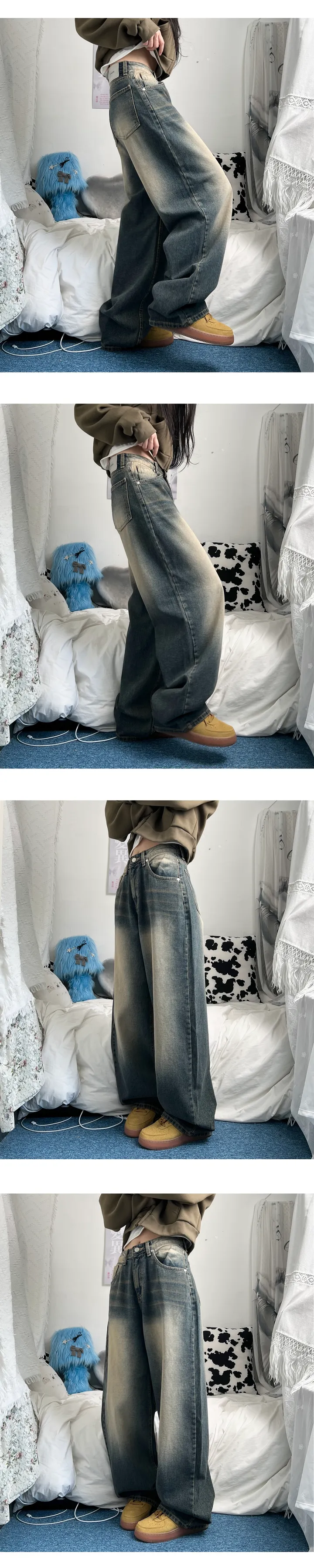 clay washing denim wide pants 상세 이미지 12