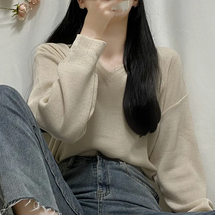 [1000장돌파💛/니트맛집/] V넥 베이직 기본 니트 10color 상세 이미지 16