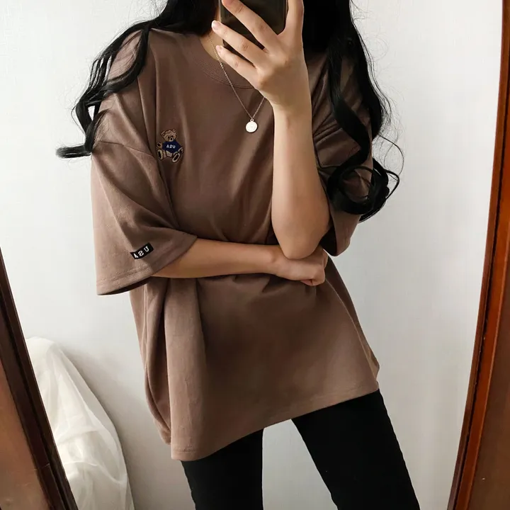 [예쁨/데일리] 베어 라벨 자수 오버핏 반팔티T 상세 이미지 32