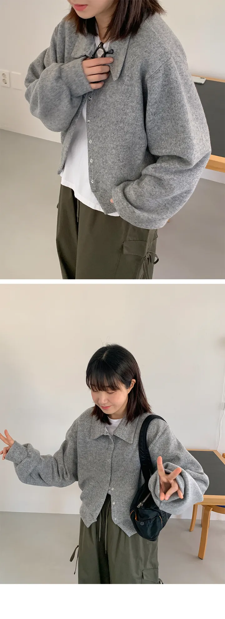 [6천장돌파]시에키 카라 크롭 가디건 (3color) 상세 이미지 2