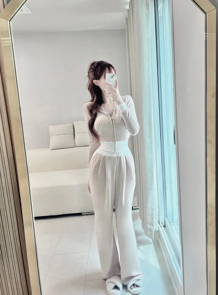 [허얇골넓핏] 허리소멸 배색 트레이닝 투피스 세트 (3color) 상세 이미지 7