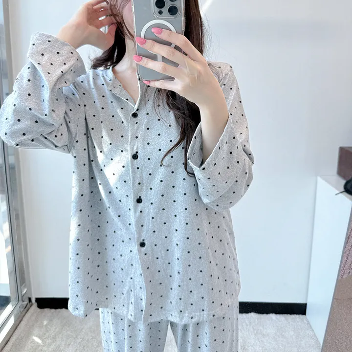 그레이 도트 땡땡이 가디건 긴팔 봄 여름 간절기 파자마 잠옷 세트 #B.Night 촬영용잠옷/공주잠옷/생일선물/유튜브 #8232 상세 이미지 12