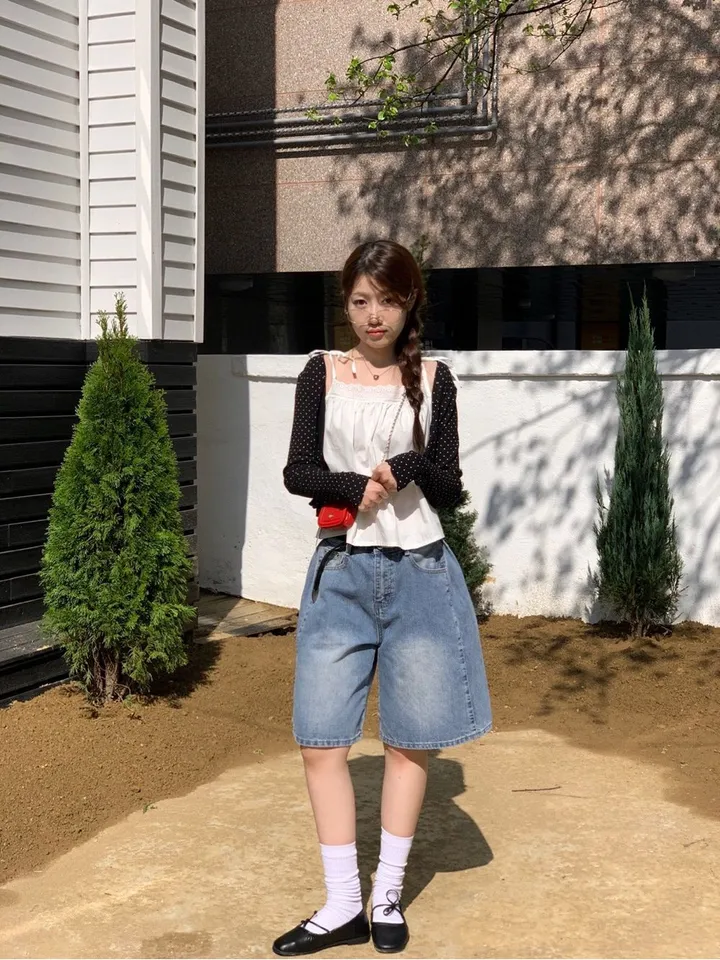 [도트가디건🖤]아떼 여리핏 도트 패턴 코튼 브이넥 롱슬리브 크롭 물결 가디건 3color 상세 이미지 31