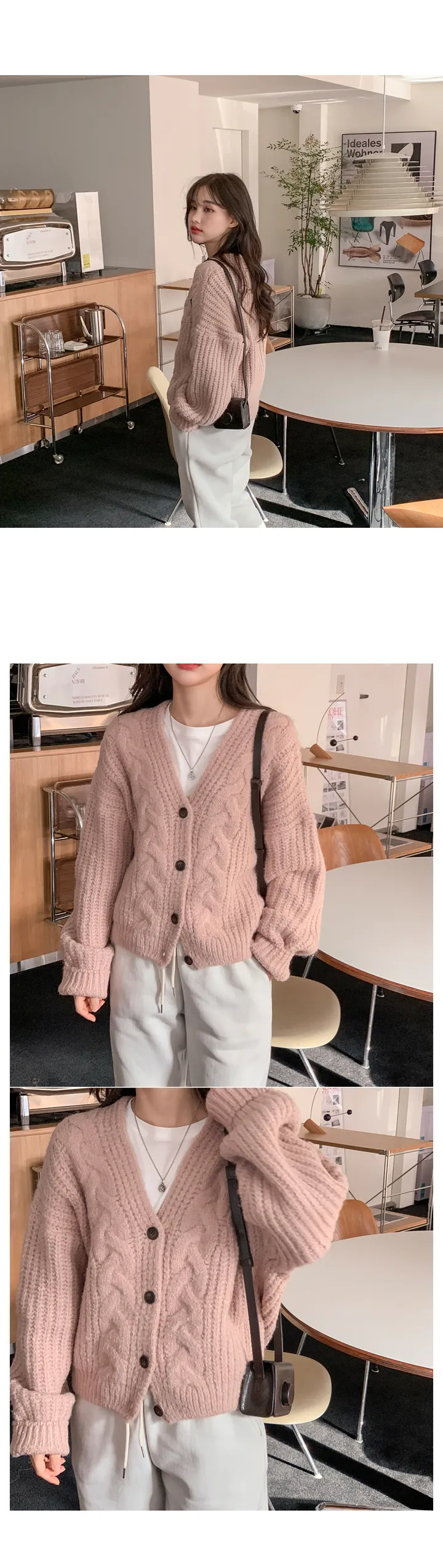 [고퀄리티/울소재]베어링 도톰 울 크롭 가디건 (4color) 상세 이미지 11