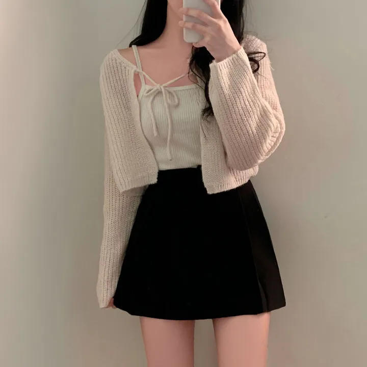 [흘러내림X]퓨어 울 모헤어 리본 볼레로 크롭 가디건 - 4color 상세 이미지 42