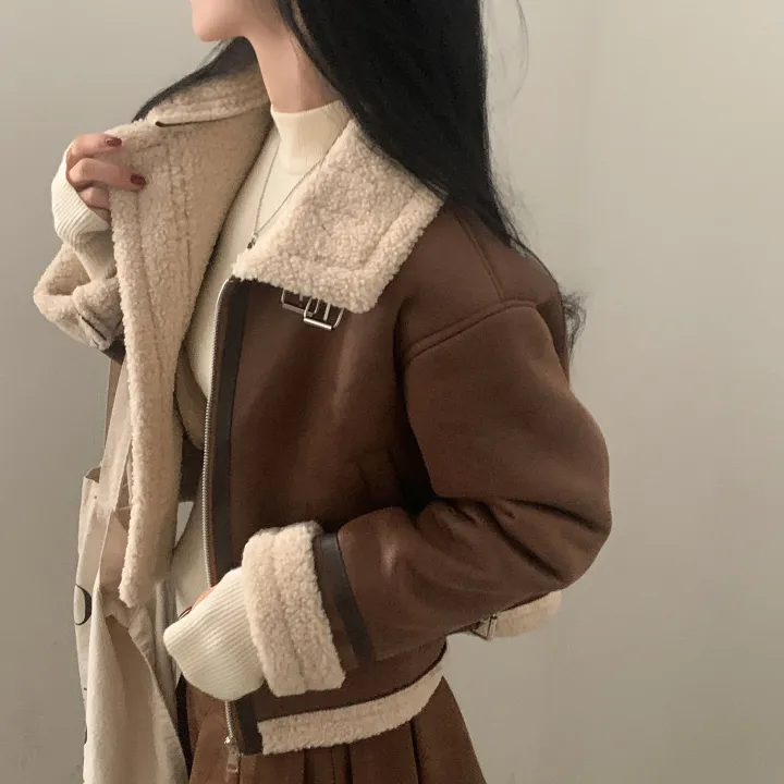 [이번주최저가!/🤎루즈핏] 샌드 양털 하이넥 크롭 무스탕 숏자켓 - 2color 상세 이미지 9