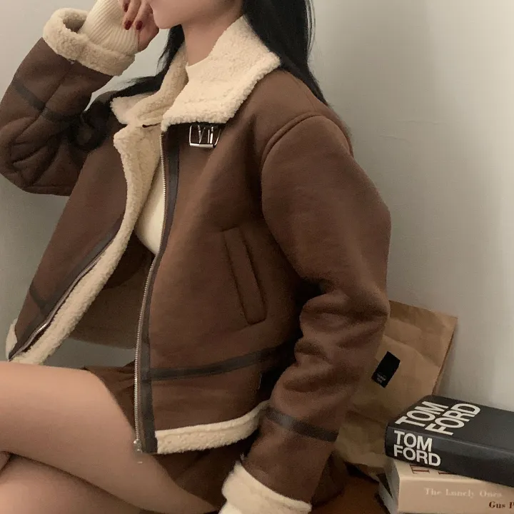 [이번주최저가!/🤎루즈핏] 샌드 양털 하이넥 크롭 무스탕 숏자켓 - 2color 상세 이미지 6