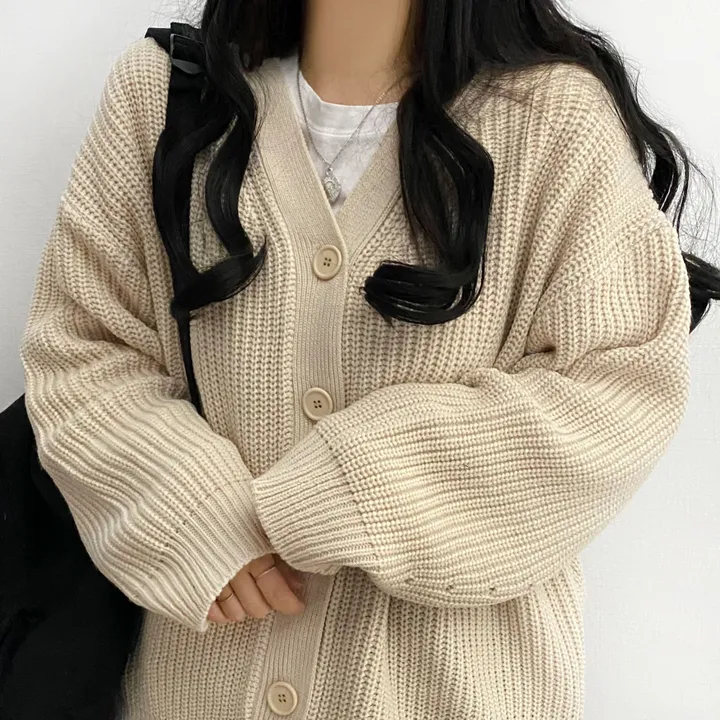 [봄가을/데일리핏] 러블리한 하찌 v넥 오버핏 가디건cd 상세 이미지 22