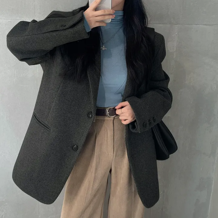 [wool100%/브랜드공정]  윈터 싱글 투버튼 카라 리얼 울 자켓 블레이저 - jk 상세 이미지 21