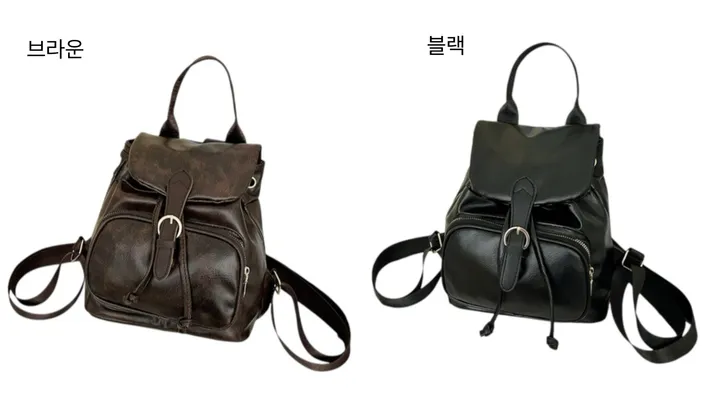 [ 당일출고 ] 빈티지 가죽 레더 복조리 미니 플랩 스트랩 백팩 숄더 가방 상세 이미지 7