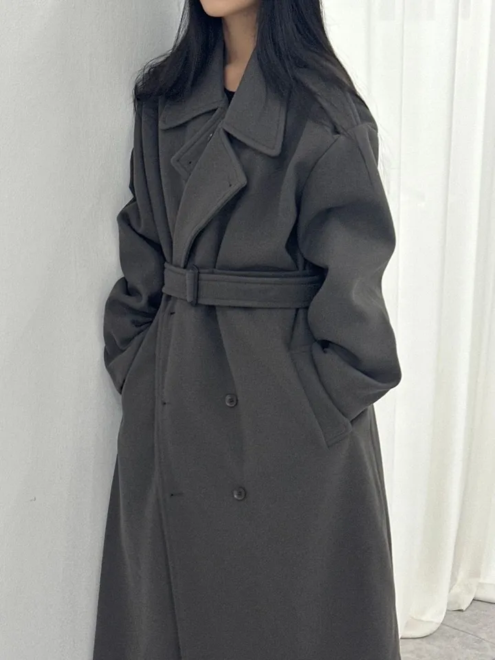 [Unisex] Mael maxi coat (3co) / 울 오버 루즈핏 누빔 안감 벨트 맥시 코트 상세 이미지 21