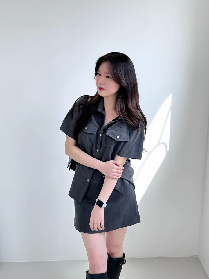 갓성비✨투피스set / 셔츠투피스 여름 남방 반팔셔츠 자켓 치마 투피스 세트 여름셋업 꾸안꾸룩 하객룩투피스 상세 이미지 11