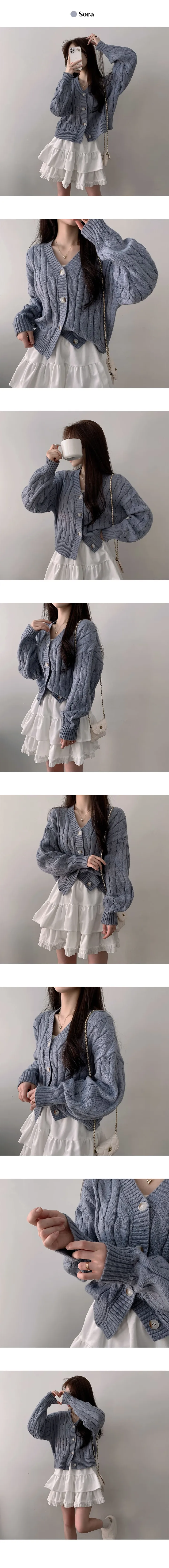 [색감맛집/가디건 종결!] 디부 루즈핏 브이넥 꽈배기 니트 가디건 (8color) 상세 이미지 9