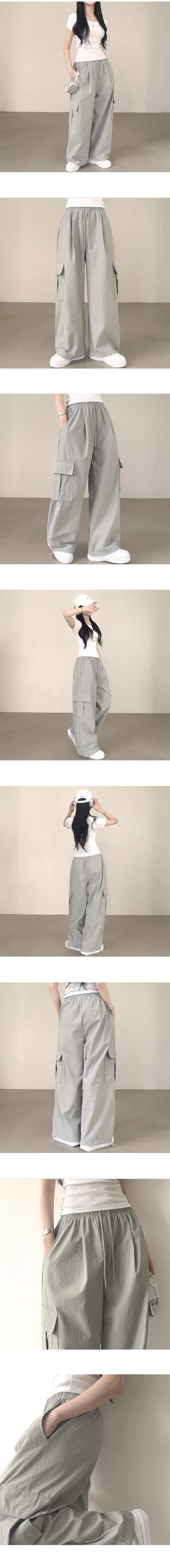 [바스락,인생핏!/조거&와이드] 내가 찾던 힙한 핏, 바스락 밴딩 카고 포켓 투웨이 트레이닝 와이드팬츠 (6color) 상세 이미지 8