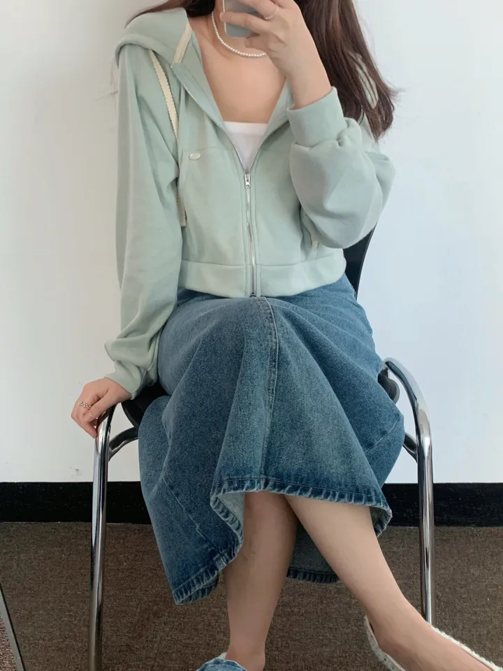멜라운지 아크 후드 점퍼 mellounge 3col 레이스끈 패치 포인트 숏 러블리 파스텔 크롭 자켓 봄 상세 이미지 4