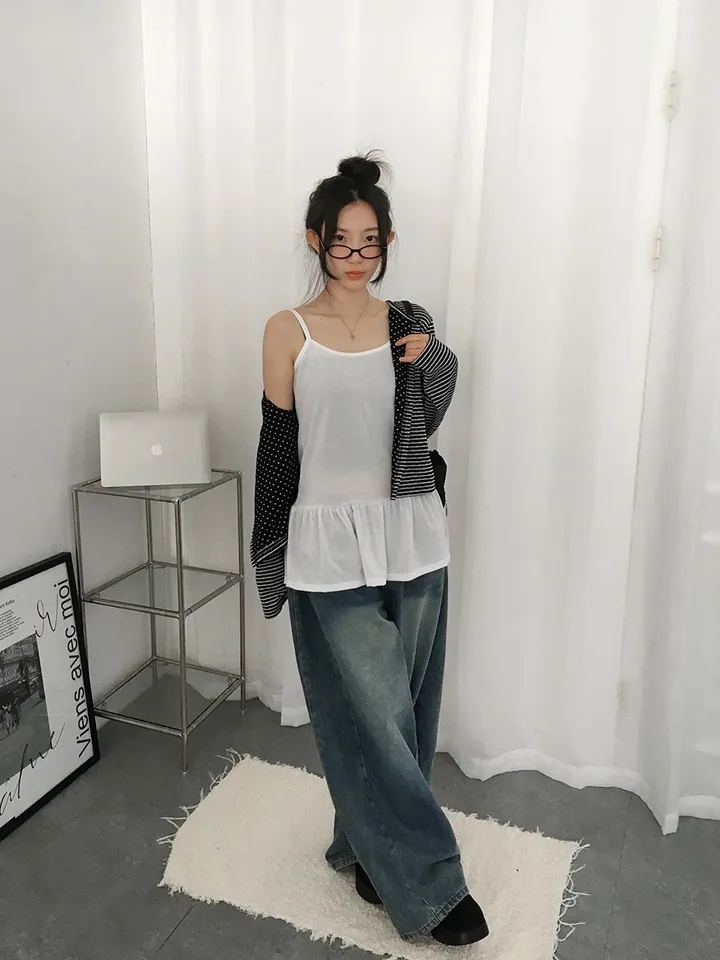 (3일)최저가❣️[레이어드잇템🖤갓성비!/국내제작! 프릴 캉캉 레이어드나시 롱 이너나시 발레코어]  큐트프릴레이어드롱나시 상세 이미지 3