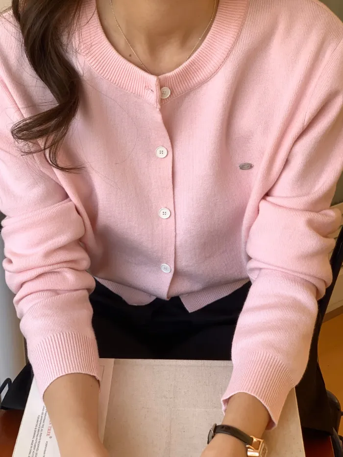 그니아❤️ 무지 베이직 데일리 라운드넥 가디건 6color 상세 이미지 24