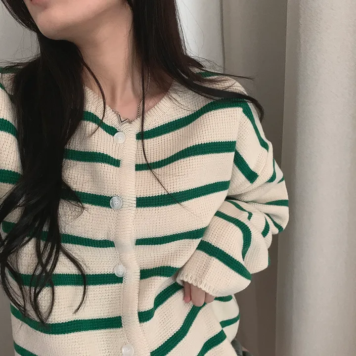 [데일리/꾸안꾸*.*] 파이 스트라이프 단가라 자켓 가디건 상세 이미지 8