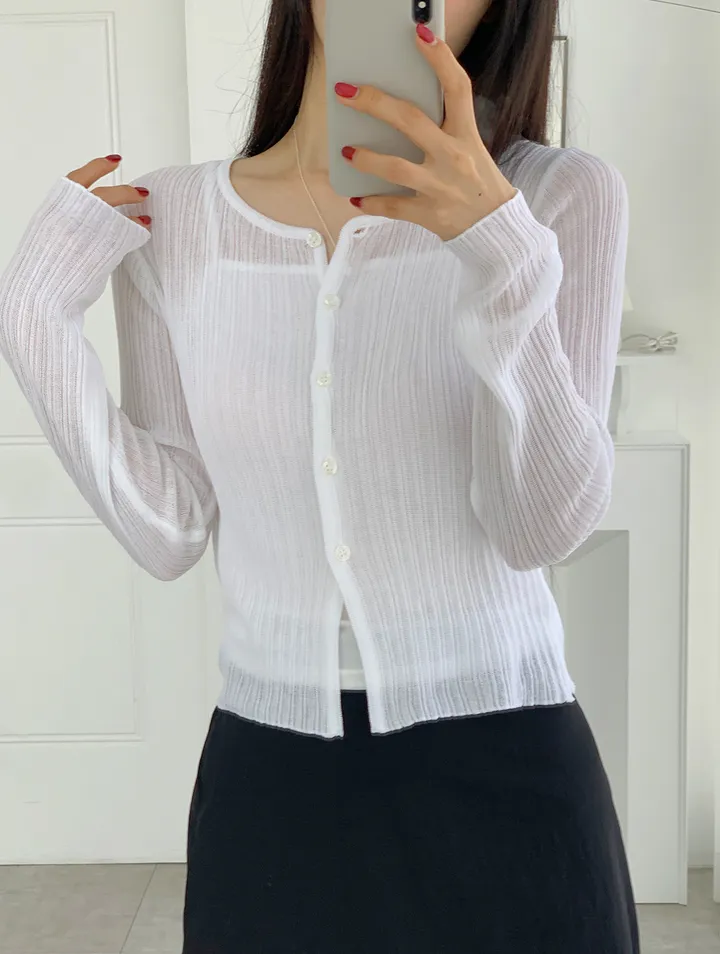 [당일발송/최저가] 파브 썸머 시스루 골지 라운드 니트가디건 살안타템 (5color) 상세 이미지 7