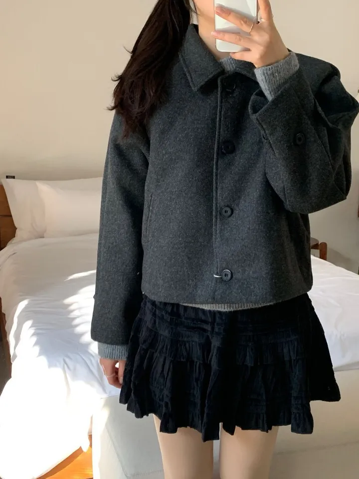 [아방루즈핏/💞러블리] 머스 카라 숏 코트 자켓 모직코트 상세 이미지 48