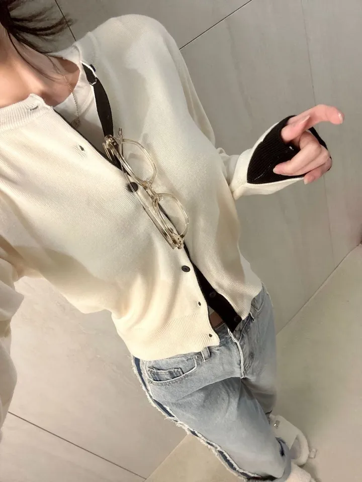 3color) 배색 포인트 소매절개 가디건 *배색가디건, 니트가디건 상세 이미지 14